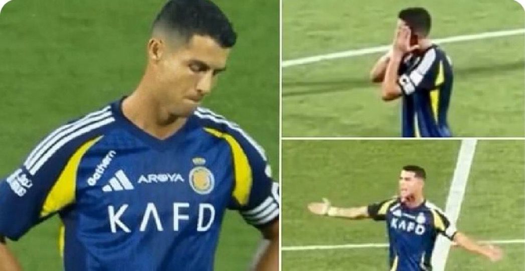 Ronaldo looking very disappointed from his teammates